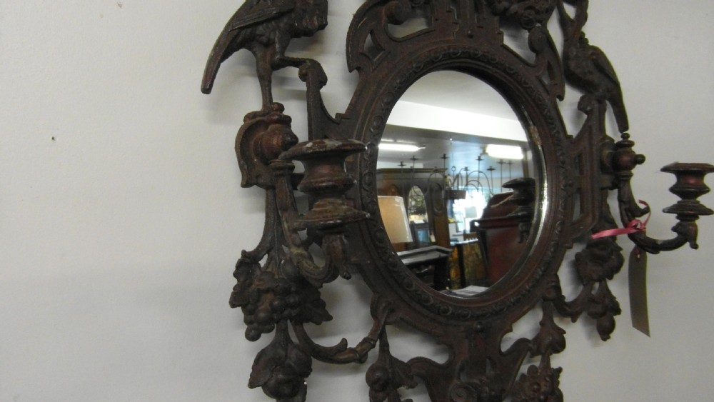 Antique French Cast Iron Mirror wall sconce View III