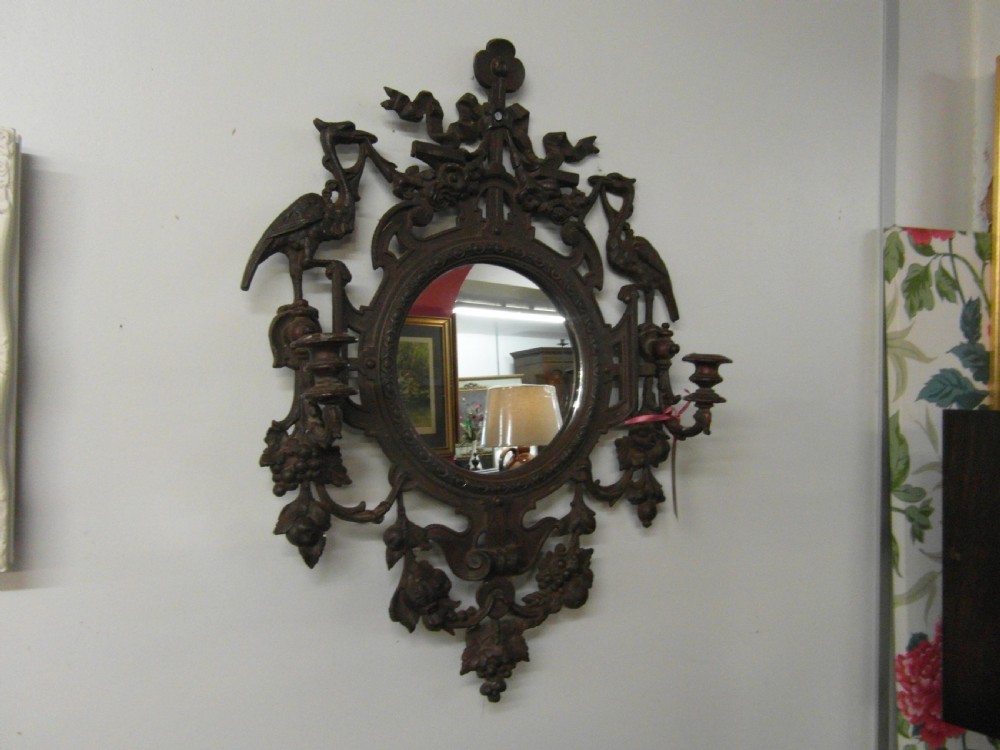 Antique French Cast Iron Mirror wall sconce View V