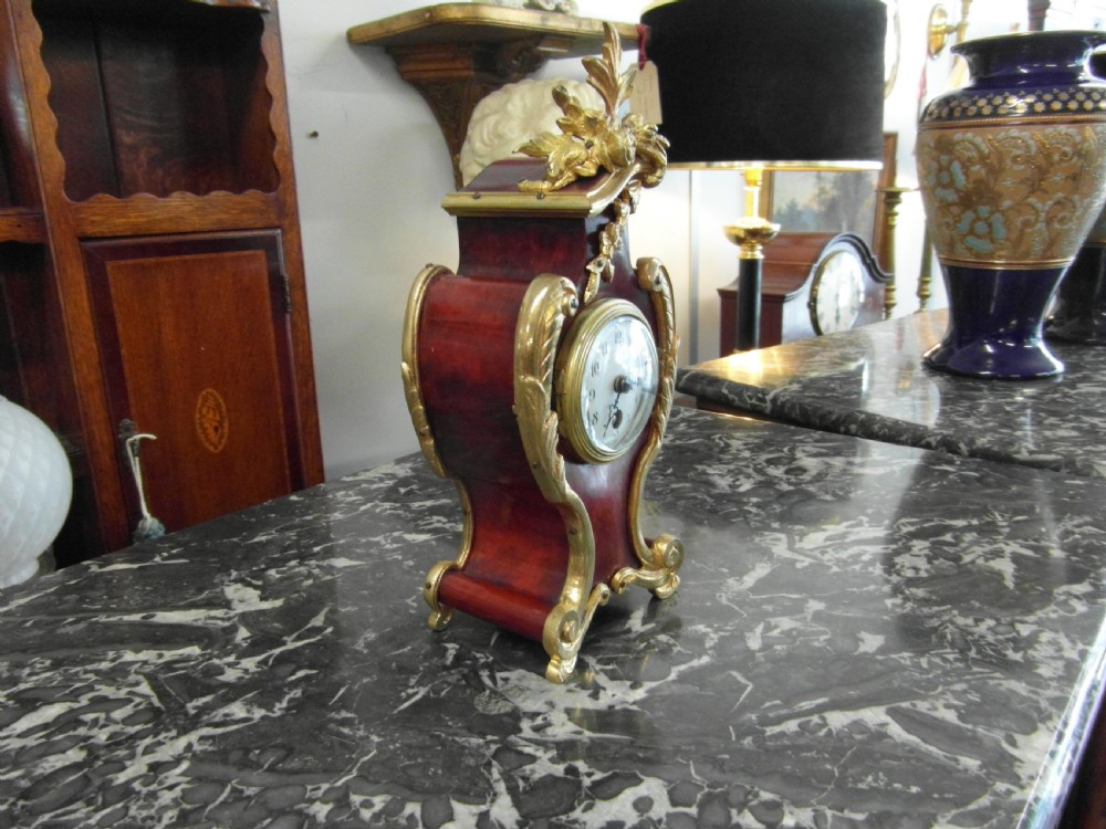 French Rococo Tortoiseshell mantle clock View II