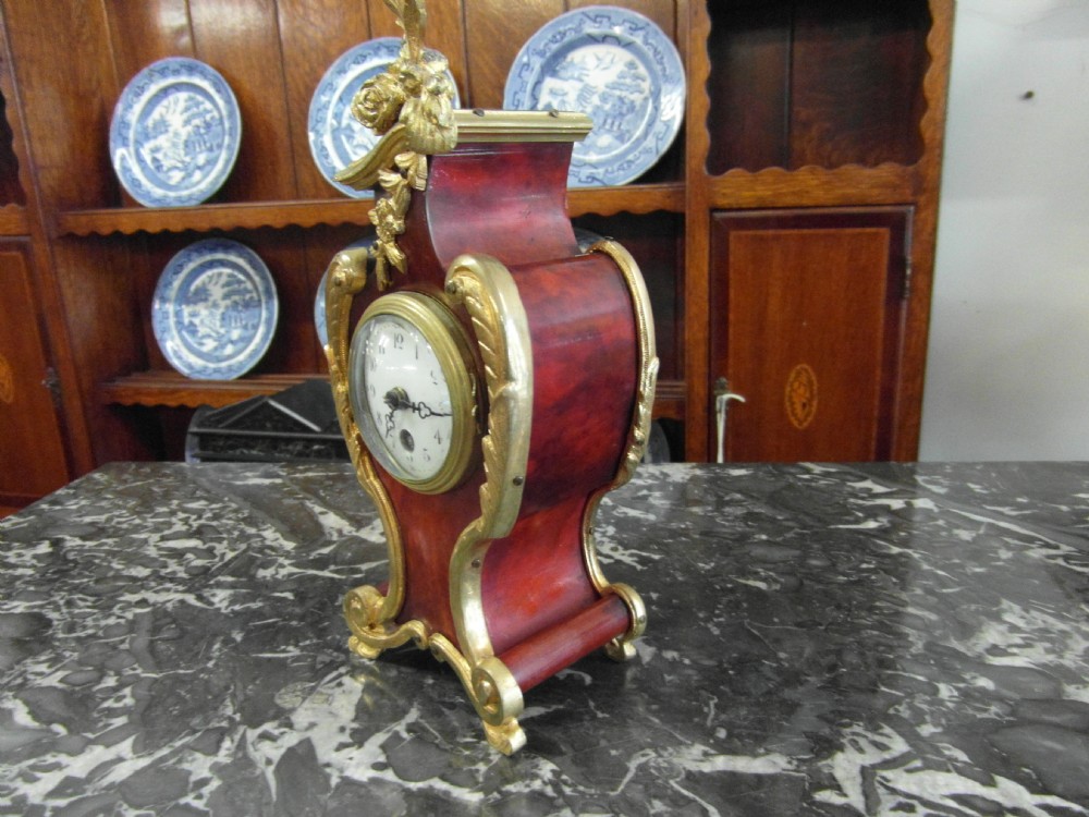 French Rococo Tortoiseshell mantle clock View III