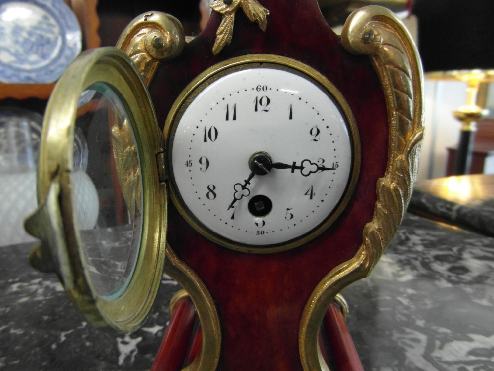 French Rococo Tortoiseshell mantle clock View V