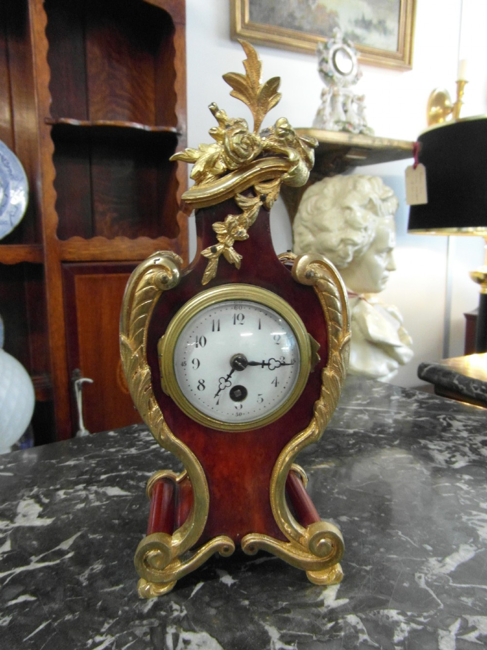 French Rococo Tortoiseshell mantle clock View VIII