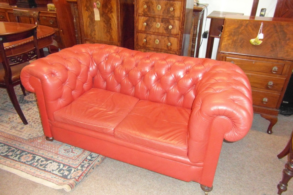 Victorian Leather Chesterfield Button Back Sofa