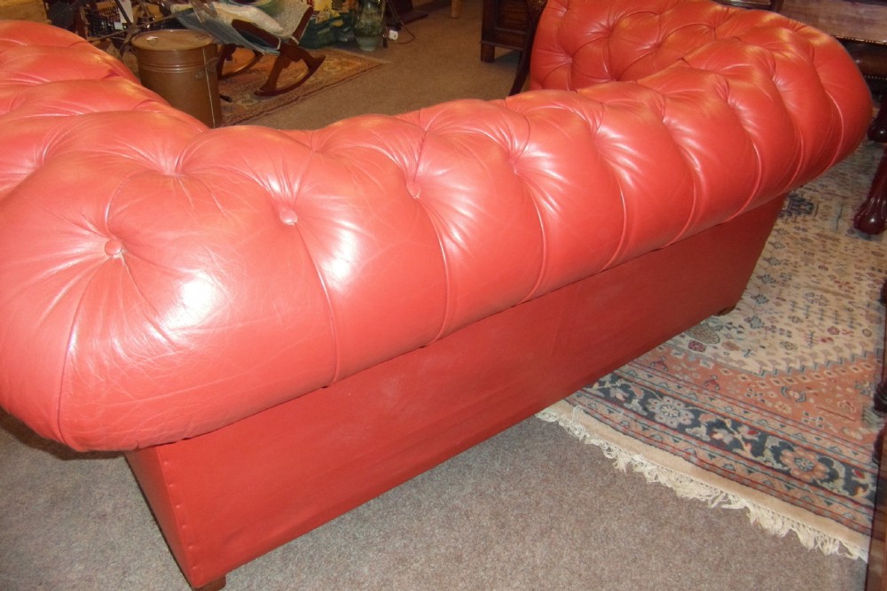 Victorian Leather Chesterfield Button Back Sofa View IV