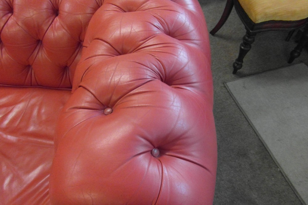 Victorian Leather Chesterfield Button Back Sofa View V