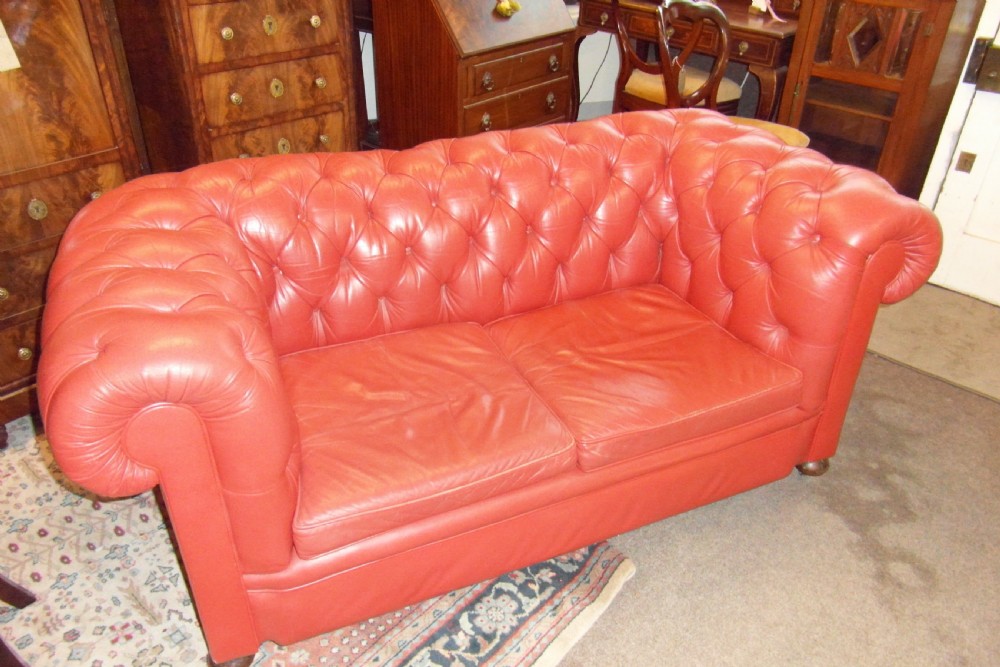 Victorian Leather Chesterfield Button Back Sofa View VI