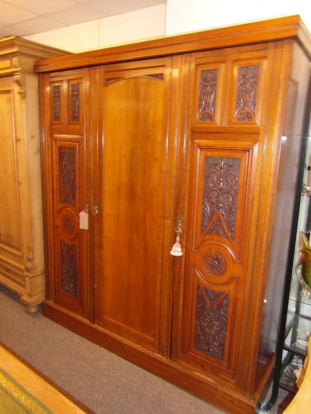 Art Nouveau Mahogany Wardrobe Linen Press