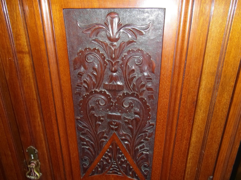Art Nouveau Mahogany Wardrobe Linen Press View II