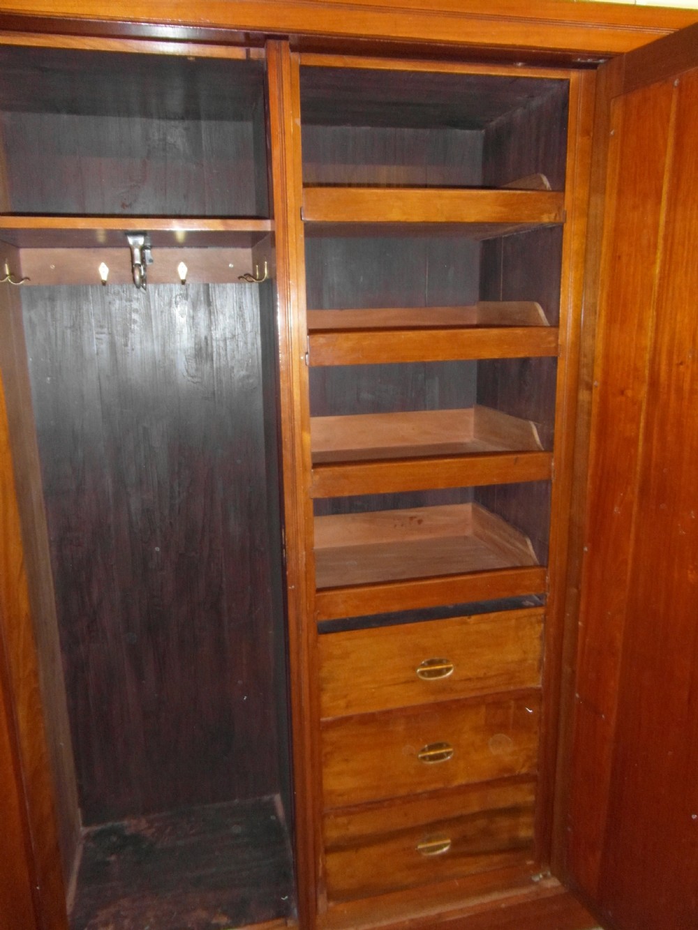 Art Nouveau Mahogany Wardrobe Linen Press View III