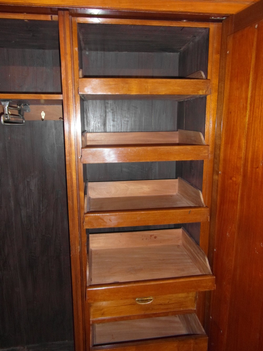 Art Nouveau Mahogany Wardrobe Linen Press View IV