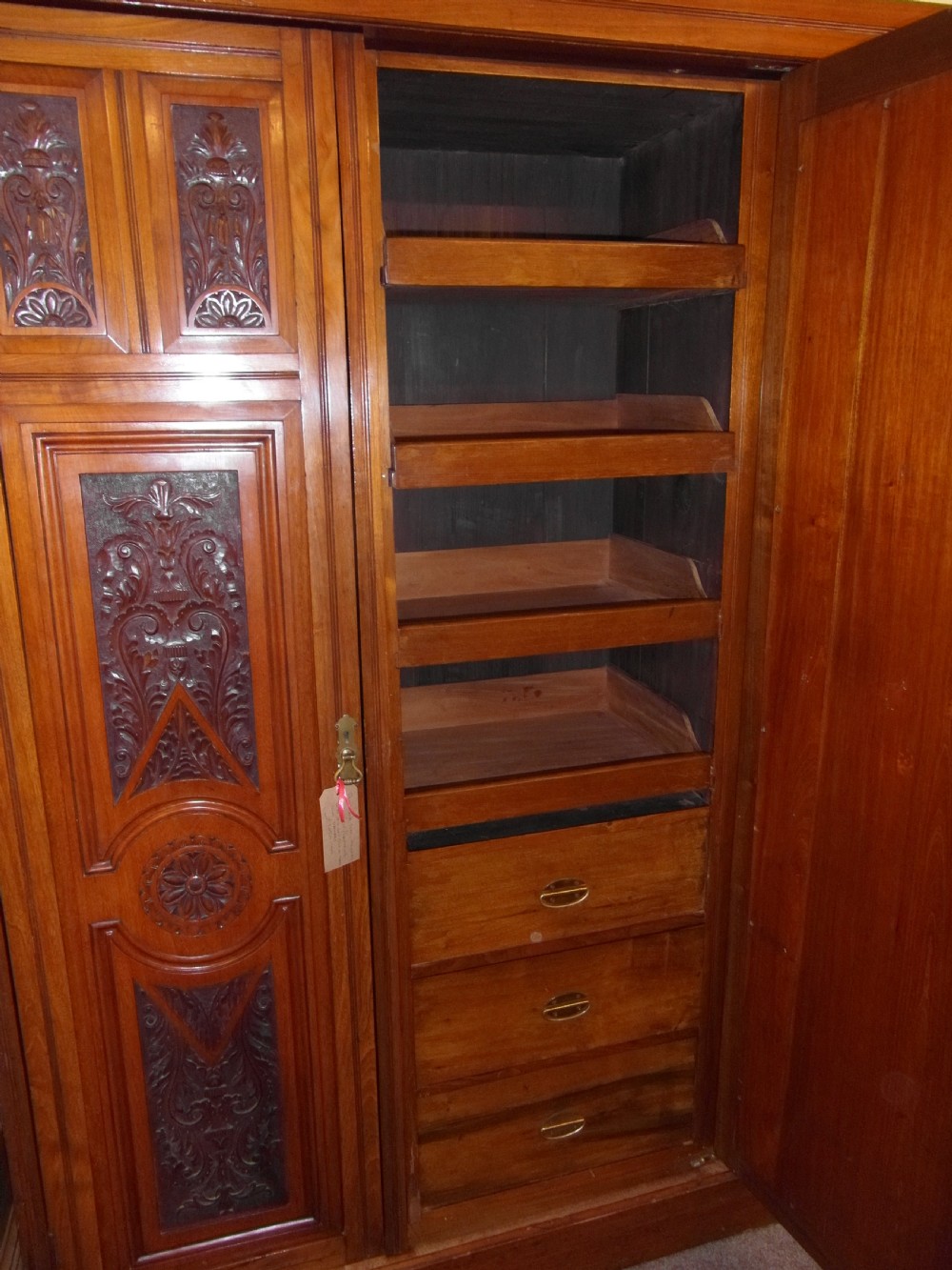 Art Nouveau Mahogany Wardrobe Linen Press View V