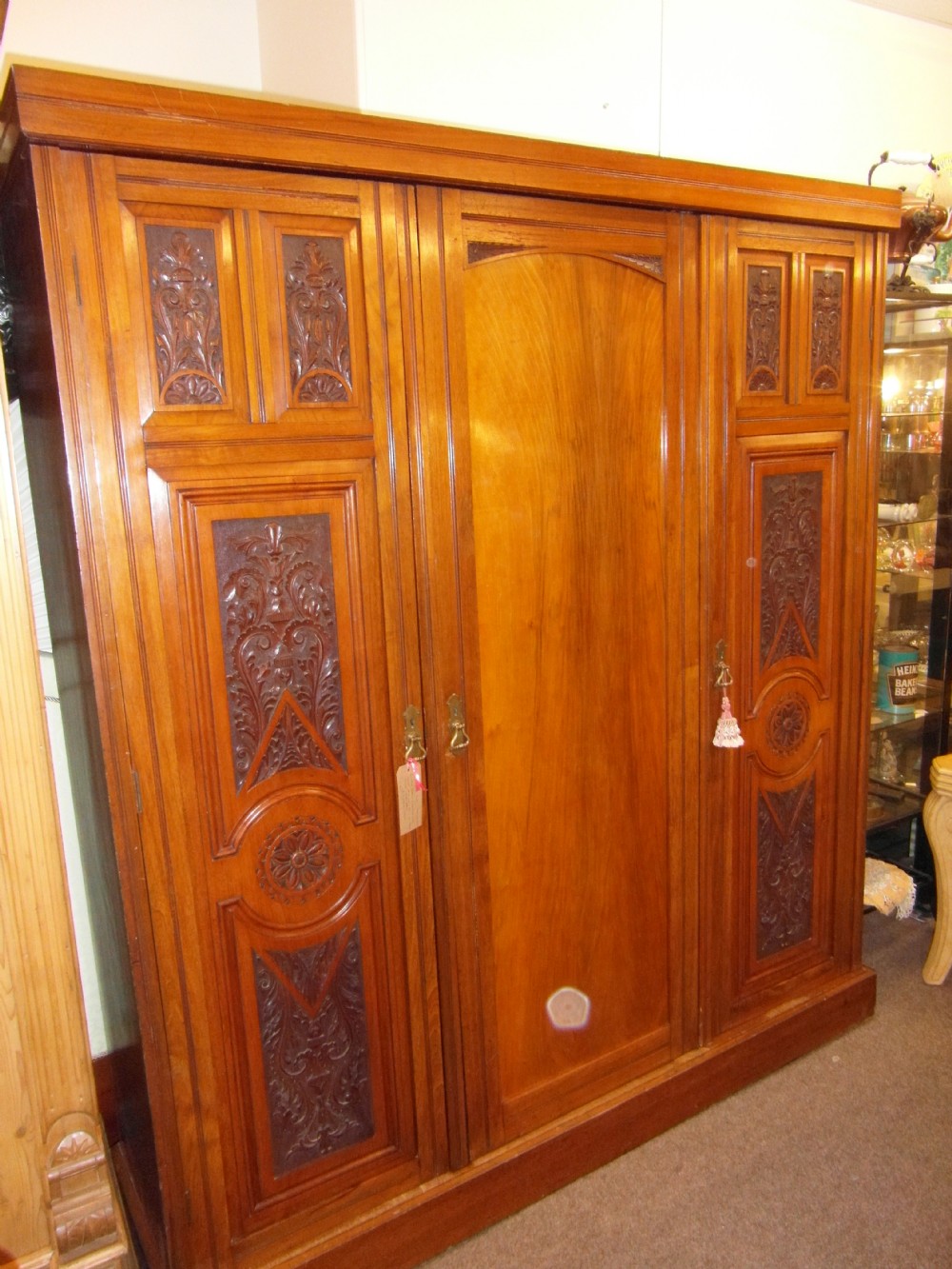 Art Nouveau Mahogany Wardrobe Linen Press View VII