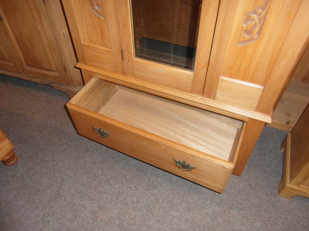 Art Nouveau Single Satinwood and Pine Wardrobe View II