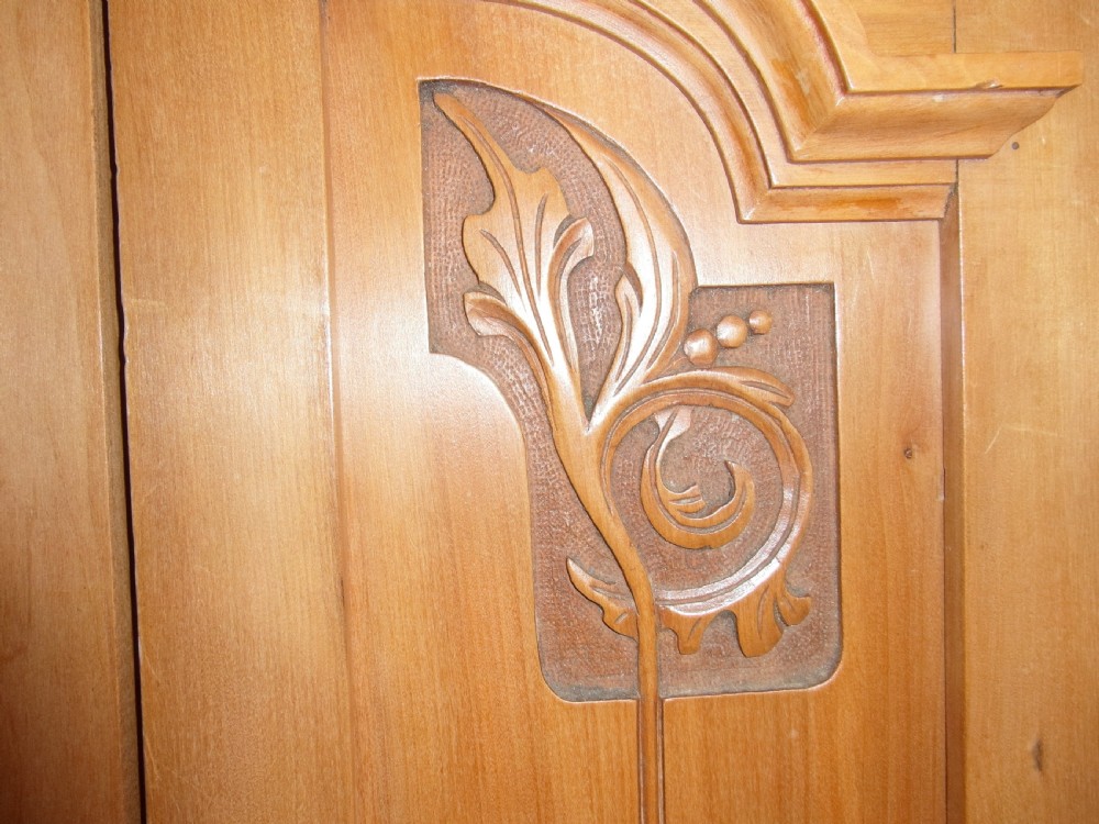 Art Nouveau Single Satinwood and Pine Wardrobe View IV