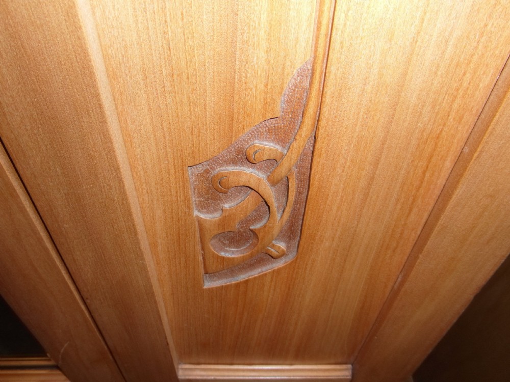 Art Nouveau Single Satinwood and Pine Wardrobe View V