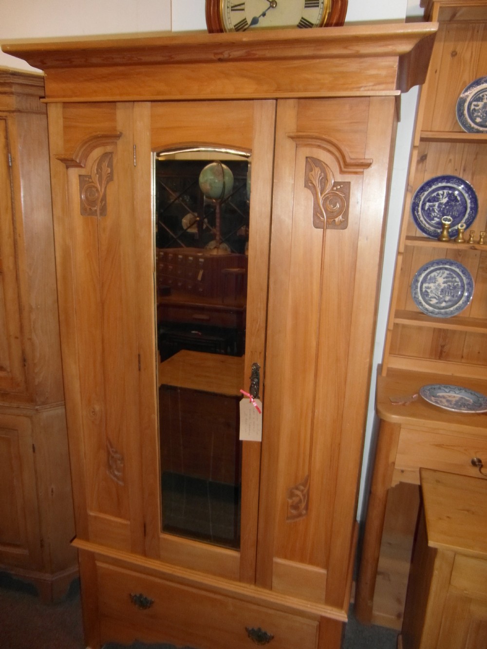 Art Nouveau Single Satinwood and Pine Wardrobe View VI