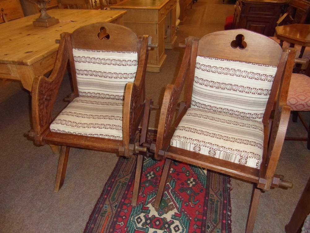 Antique Pair Glastonbury Oak Chairs