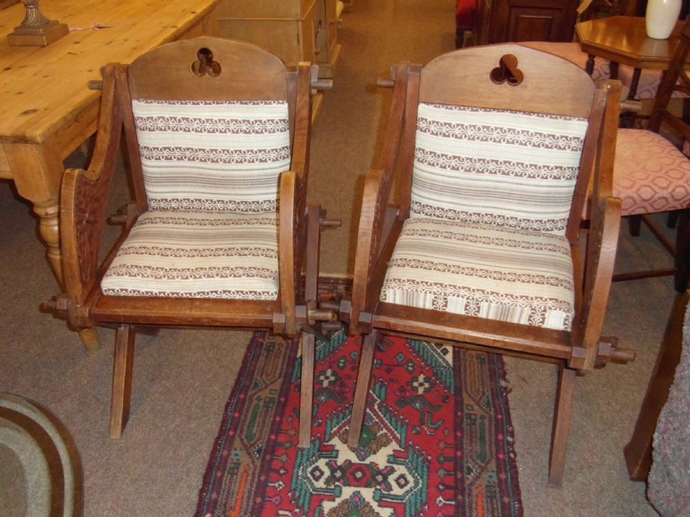 Antique Pair Glastonbury Oak Chairs View VIII