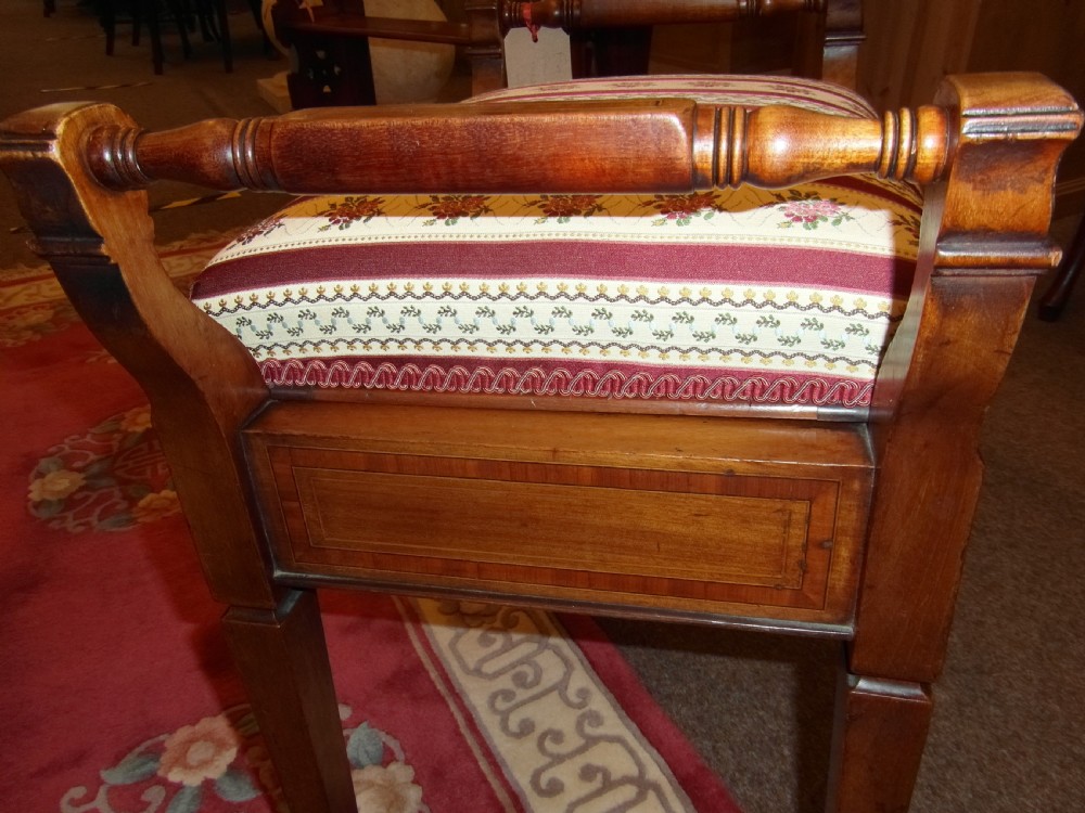 Antique Inlaid Edwardian Piano Stool View II