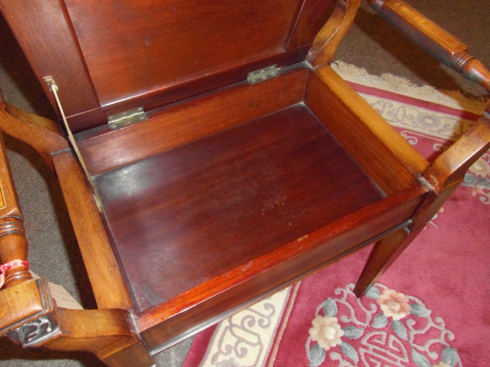 Antique Inlaid Edwardian Piano Stool View IV