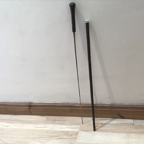 Gentleman’s Walking Stick Sword Stick with Silver Collar Hallmarked Birmingham 1923