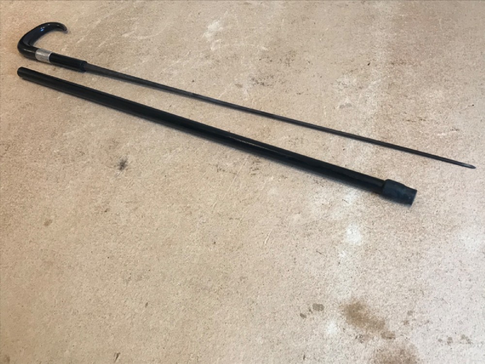 Gentlemans Walking Stick Sword Stick with Silver Mount