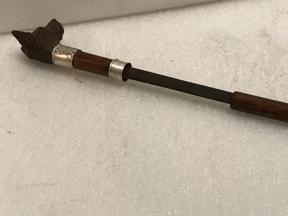 Gentleman’s walking stick sword stick with carved handle View XII