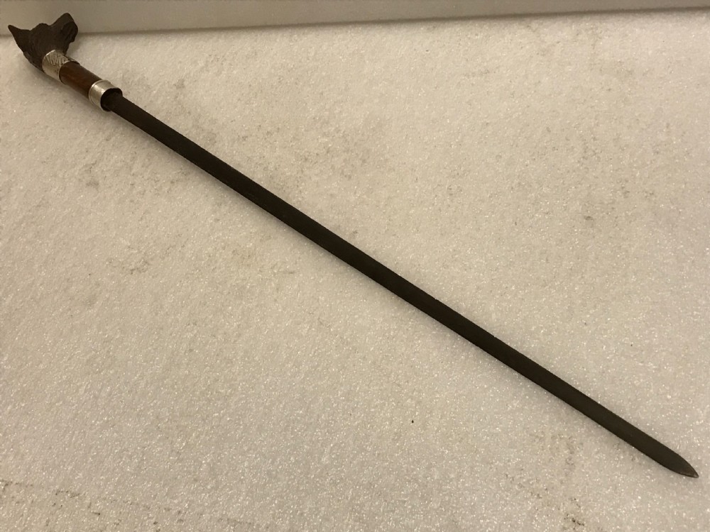 Gentleman’s walking stick sword stick with carved handle View XIII