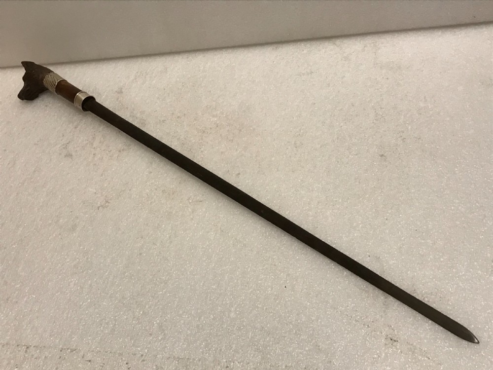 Gentleman’s walking stick sword stick with carved handle View XIX