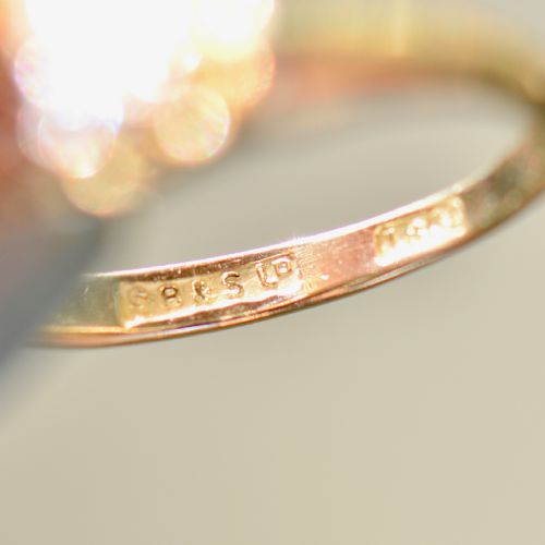 fig 4. A Victorian gold ring featuring a boat-shaped setting set with two rows of old mine cut diamonds.