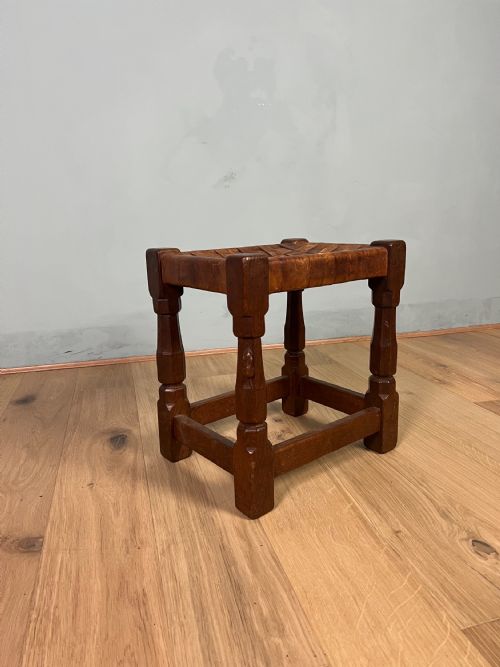 mouseman oak stool circa 1940 - CATEGORY: ANTIQUE STOOLS - DATED 1940