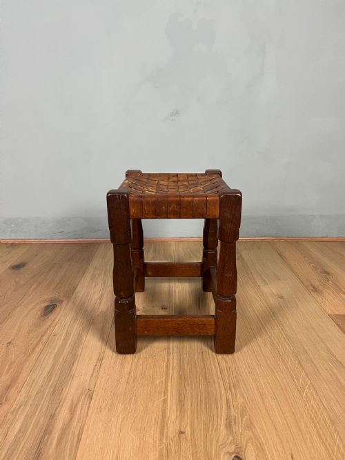 MOUSEMAN OAK STOOL CIRCA 1940 - ADDITIONAL PHOTO 1