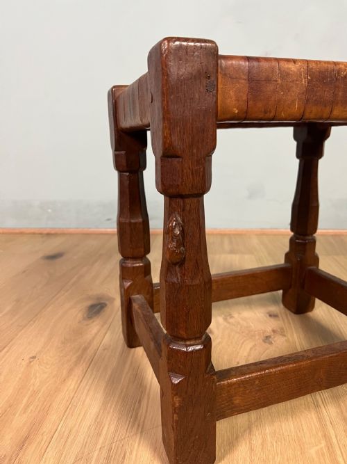 MOUSEMAN OAK STOOL CIRCA 1940 - ADDITIONAL PHOTO 2