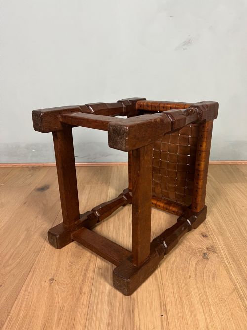 MOUSEMAN OAK STOOL CIRCA 1940 - ADDITIONAL PHOTO 5