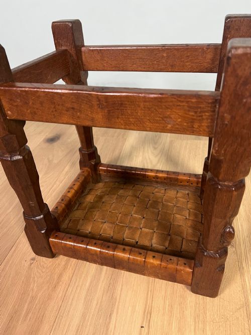 MOUSEMAN OAK STOOL CIRCA 1940 - ADDITIONAL PHOTO 6