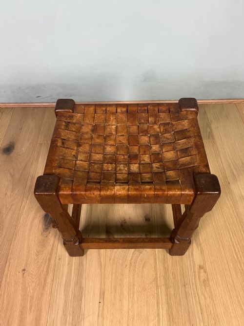 MOUSEMAN OAK STOOL CIRCA 1940 - ADDITIONAL PHOTO 3