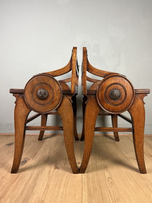 MATCHED PAIR OF OAK AESTHETIC HALL BENCHES MADE BY SCHOOLBREAD - ADDITIONAL PHOTO 1