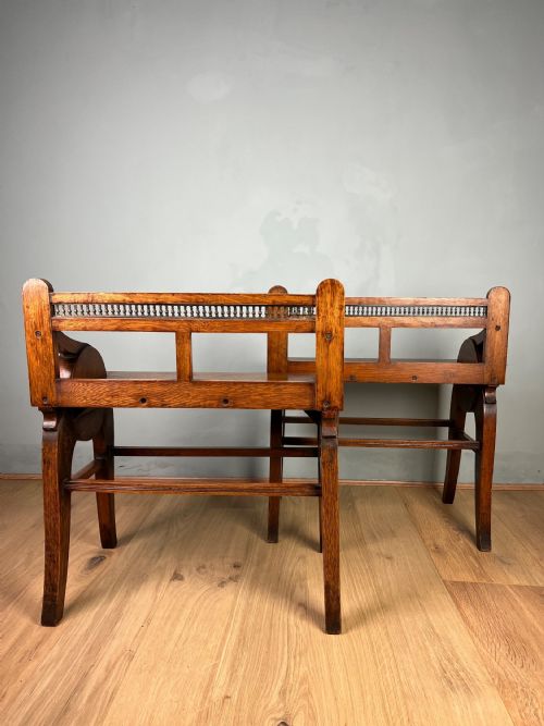 MATCHED PAIR OF OAK AESTHETIC HALL BENCHES MADE BY SCHOOLBREAD - ADDITIONAL PHOTO 2