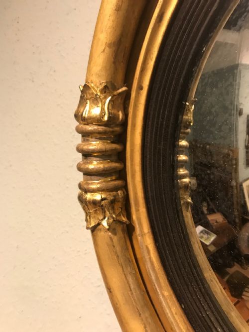 ANTIQUE REGENCY GILT WOOD CONVEX MIRROR - ADDITIONAL PHOTO 2