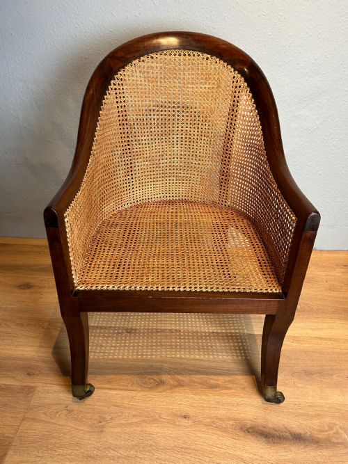 ANTIQUE REGENCY MAHOGANY BERGERE ARM CHAIR - ADDITIONAL PHOTO 2