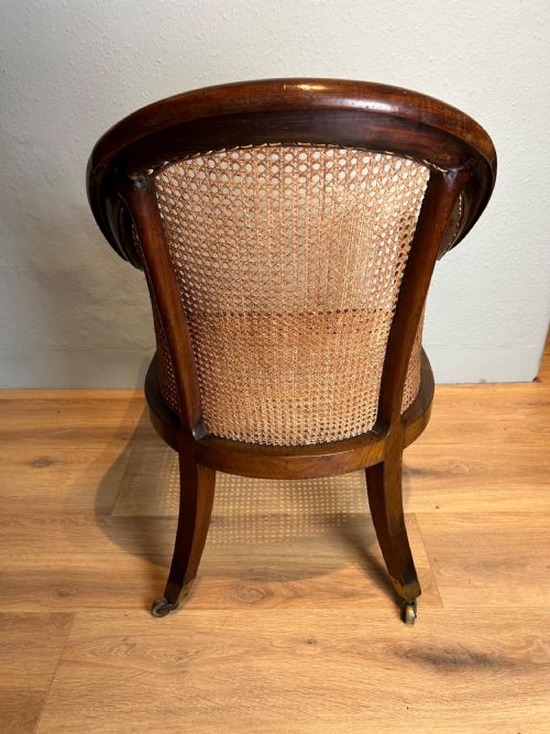 ANTIQUE REGENCY MAHOGANY BERGERE ARM CHAIR - ADDITIONAL PHOTO 3