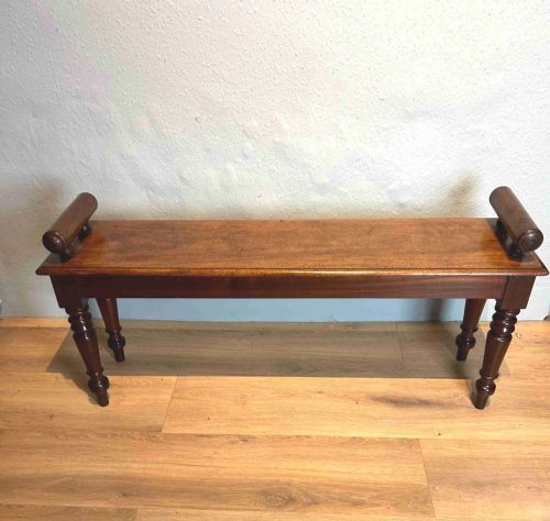 MAHOGANY 19TH CENTURY HALL BENCH - ADDITIONAL PHOTO 2