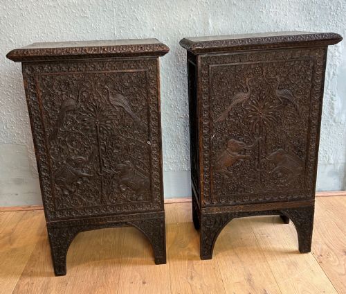 antique pair of anglo indian oak bedside cabinets - CATEGORY: ANTIQUE CUPBOARDS - DATED 19TH CENTURY