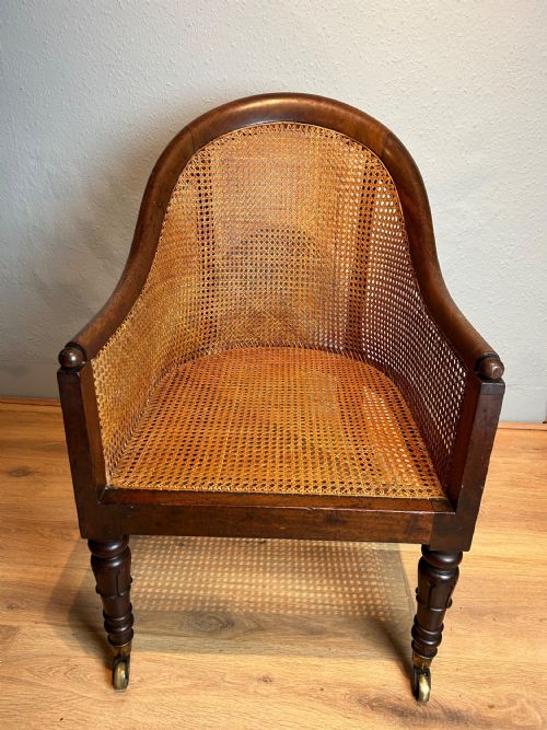ENGLISH 19TH CENTURY MAHOGANY BERGERE ARM CHAIR BY GILLOWS - ADDITIONAL PHOTO 1