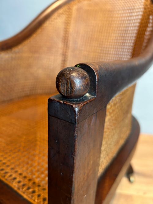 ENGLISH 19TH CENTURY MAHOGANY BERGERE ARM CHAIR BY GILLOWS - ADDITIONAL PHOTO 3