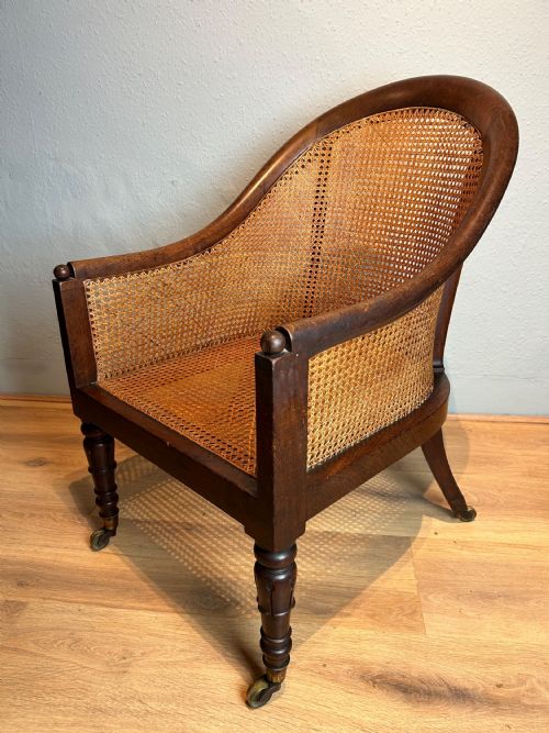 english 19th century mahogany bergere arm chair by gillows - CATEGORY: ANTIQUE CHAIRS - DATED 19TH CENTURY