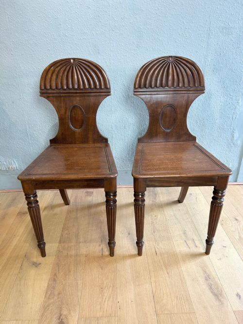pair of regency mahogany gillows hall chairs - CATEGORY: ANTIQUE CHAIRS - DATED REGENCY