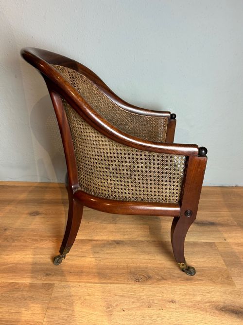 ANTIQUE REGENCY MAHOGANY BERGERE ARM CHAIR - ADDITIONAL PHOTO 1