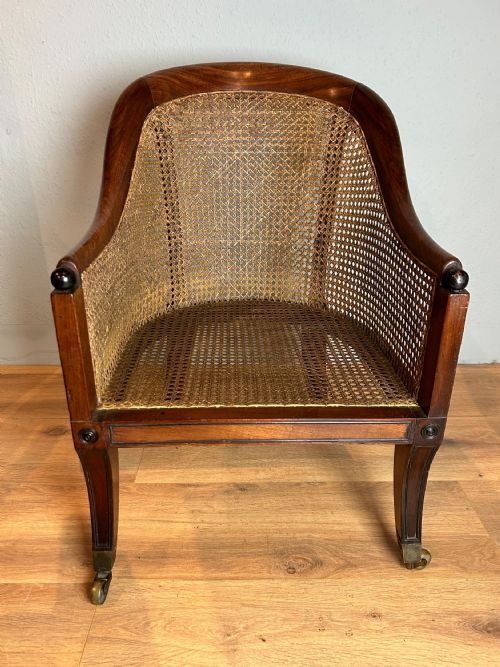 ANTIQUE REGENCY MAHOGANY BERGERE ARM CHAIR - ADDITIONAL PHOTO 2