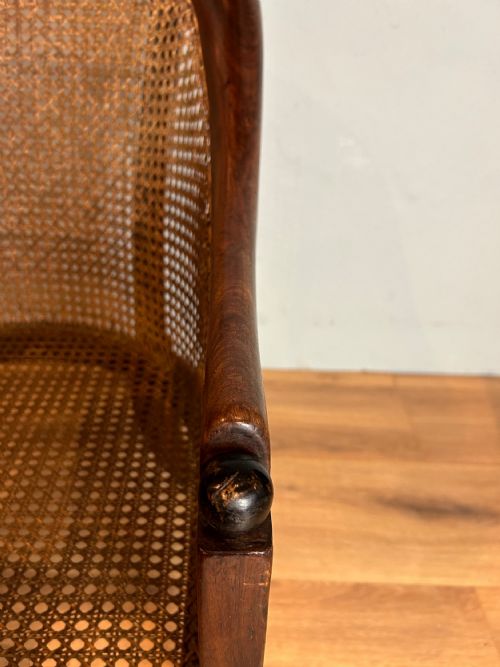 ANTIQUE REGENCY MAHOGANY BERGERE ARM CHAIR - ADDITIONAL PHOTO 4